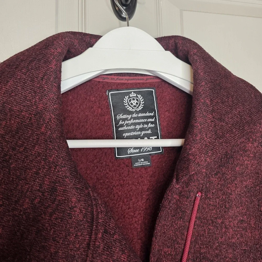 Ariat Contender Fleece‎ Zip Women's Large Cabernet Asymmetrical Zipper Maroon